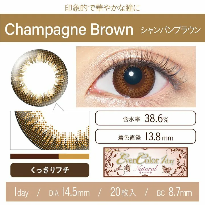 EverColor 1 Day 1 Day Color Contact lenses Natural Champagne Brown (20 Pack) - Image 4